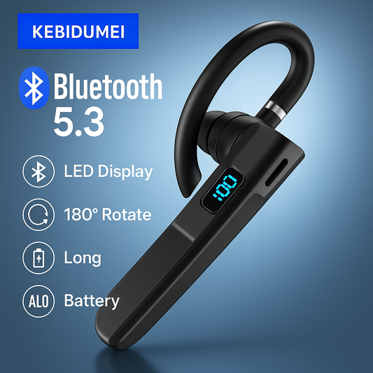 Bluetooth 5.3 Earphone Ear-hook Headphone Sports Business Wireless Headset with LED Display HIFI Stereo Waterproof Earbud