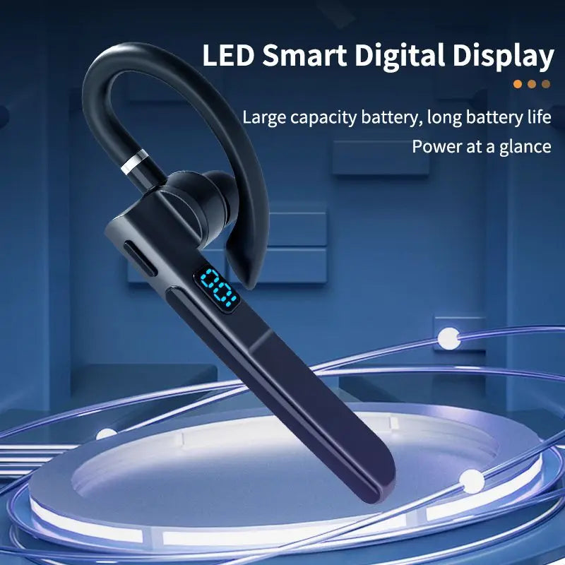 Bluetooth 5.3 Earphone Ear-hook Headphone Sports Business Wireless Headset with LED Display HIFI Stereo Waterproof Earbud
